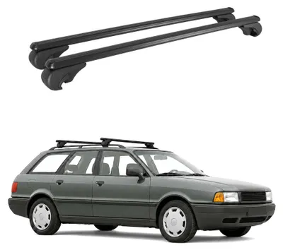 Productafbeelding van Dakdragers, dwarsbalken, voor Audi 80 Avant, bouwjaar 1991-1996, aluminium, zwart, 2 stuks, AI-gegenereerde afbeelding