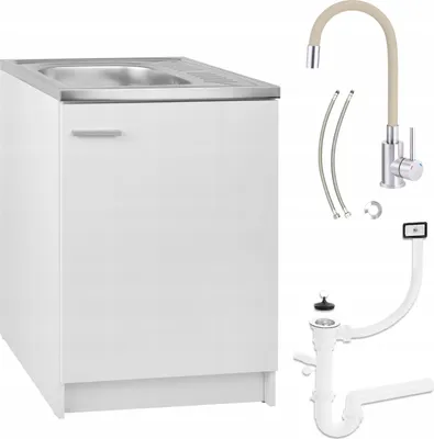 Obrázek produktu pro Bílá kuchyňská linka 60x60 s dřezem Deante Béžová flexibilní baterie