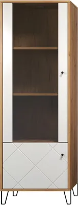 Produktbild von trendteam Wohnen Vitrína Touch Artisan dub melamin/bílý mat hluboký výkres 63 x 172 x 40 cm