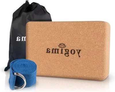 Produktbild von Famanu Yogablok aus Naturkork - 183 cm, rutschfest, für Stretchübungen