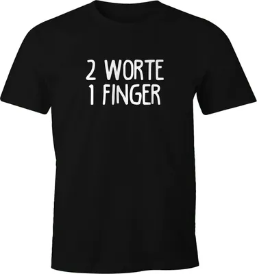 Produktbild von Herren T-Shirt Spruch 2 Worte 1 Finger Fun-Shirt Moonworks® schwarz XL