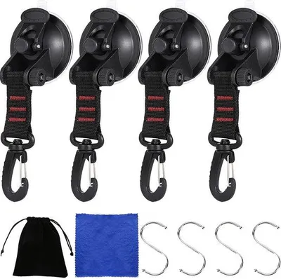 Produktbild von Saugnapf Set - 4 Stück mit S-Haken, starke Saugnäpfe für Camping