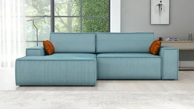 Produktbild von Ecksofa TOR mit Schlaffunktion. Farbe: Lagoon.