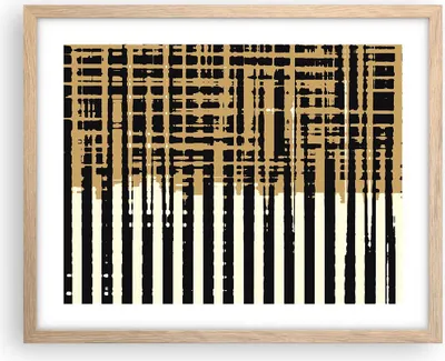 Produktbild von Gerahmtes Poster - Rahmen in heller Eiche - Abstraktion Weiß Gürtel - 50x40 cm - Wand Bild - Wanddeko - Wandbilder - Kunstposter - Wandposter - Bilderrahmen - Bilder - Kunstdruck - P2NAA50x40-4857
