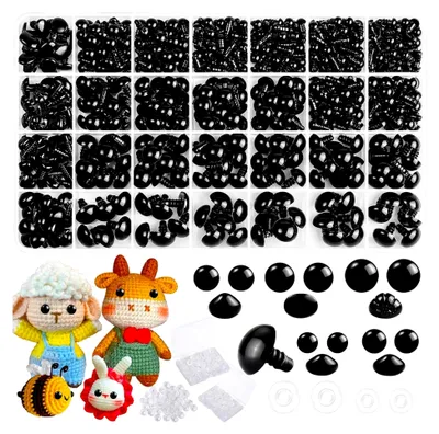 Produktbild von Stück 6-14mm Sicherheitsaugen für Häkeltiere,Kunststoff knopfaugen Sicherheitsaugen und Nase zum Häkeln mit Unterlegscheibe,Puppenaugen für Amigurumi,Plüschtiere DIY-Zubehör