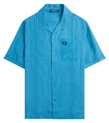 Produktbild von Fred Perry - "Runaway" Hemd für Herren, Leinen SY4105 (XL) (Blaugrün)