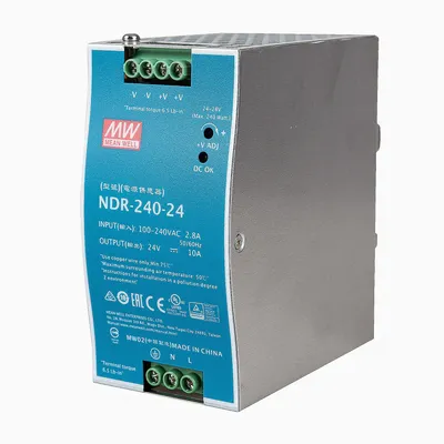 Produktbild von Hutschienen-Netzteil (DIN-Rail) NDR-240-24 SNT DIN-Schiene 24V/DC/0-10/ 240W