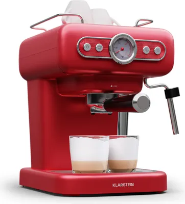 Produktbild von Klarstein Espresso Siebträgermaschine mit Milchaufschäumer, 1,2L Retro Mini-Espressomaschine mit Siebträger, 950 W Kaffeemaschine Klein, Edelstahl-Kaffeemaschine für Cappuccino, Latte & Macchiato