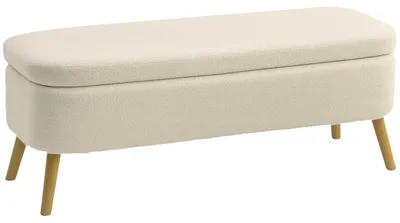 Produktbild von HOMCOM Sitzbank mit Stauraum Polsterbank Holzbeine 120x42x45 cm Beige