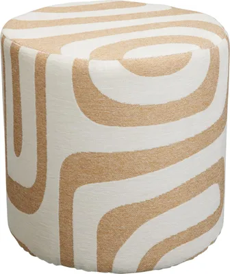 Produktbild von Runder Polsterhocker aus Polyester in Weiß/Beige, Durchmesser 35 cm, Höhe 35 cm