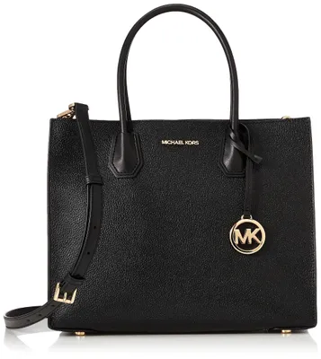 Obrázek produktu pro Dámská taška Michael Kors Mercer Large z vrásčité kůže, černá, model Accordion, 35T2GM9S3L