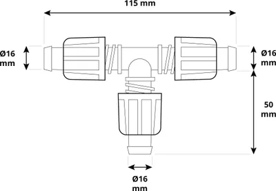 Produktbild von HOLZBRINK 1x T-Stück 5/8 x 5/8 x 5/8 Zoll Rohrverbinder für Rohrabzweigung des Verlegerohrs und des Tropfschlauchs, HBZ-02