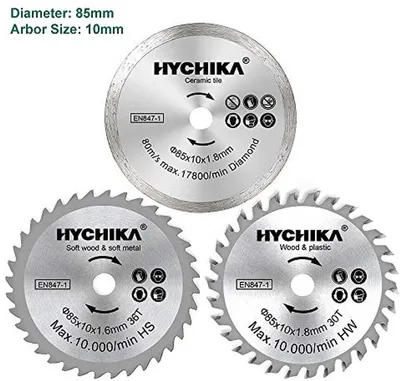 Mini Kreissägeblätter 85 mm - Set von 3 - Diamant / HSS / HC