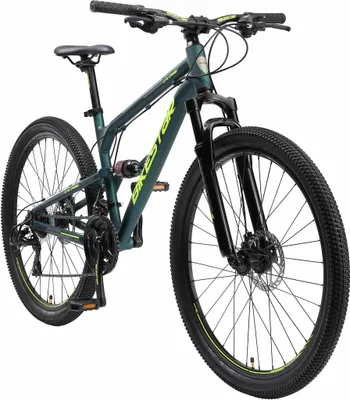 Produktbild von BIKESTAR Vollgefedert Aluminium Mountainbike 27.5 Zoll, 21 Gang Shimano Schaltung mit Scheibenbremse | 16,5 Zoll Rahmen Fully MTB Erwachsenen- und Jugendfahrrad | Grün