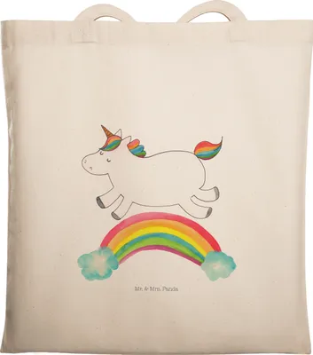 Produktbild von Mr. & Mrs. Panda canvas tasche Einhorn Regenbogen - Transparent - Geschenk, Erwachsenwerden, Tragetasche, Unicorn, Tote Bag, Schultasche, Glitzer, Einkaufstasche