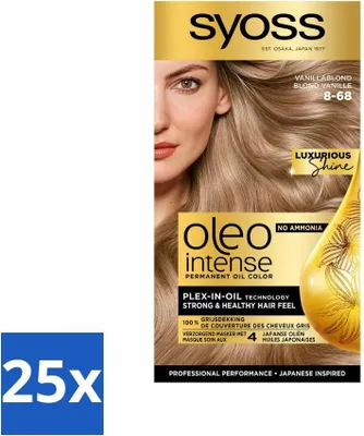 Produktbild von SYOSS – Oleo Intense 8-68 Vanilleblond – Haarfärbemittel – Ammoniakfrei – Grauabdeckung – Langanhaltende Farbe - Vorteilspack - 25 Stücke