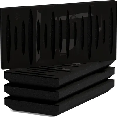 Immagine prodotto di Confezione da 4 – Pannello acustico diffusore fonoassorbente stretto | 25x50 cm | Riflessione – Isolamento acustico | Spessore – Colore: [33 mm | Plastica nera lucida]