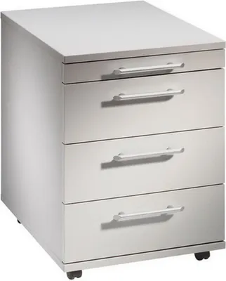 Produktbild von BARI 1606 RE - Rollcontainer Grau mit 3 Schüben Relinggriff Kunststoff