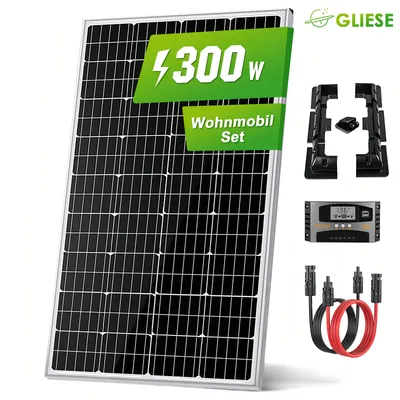Produktbild von 300W 250W 200W 150W 120W 100W Wohnmobil Set Solaranlage Komplettpaket Solarmodul Mit Montage PV Halterung