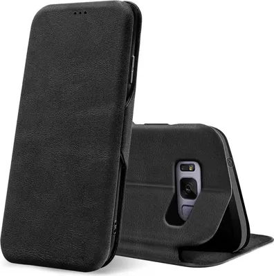 Produktbild von Conie Retro Klapp Tasche für Samsung Galaxy S8 Plus Kartenfach Hülle Rundumschutz in Schwarz