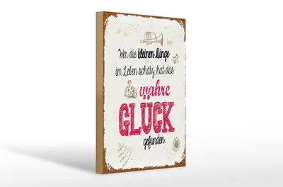 Produktbild von Holzschild Spruch Wer kleine Dinge schätzt hat Glück 20x30cm