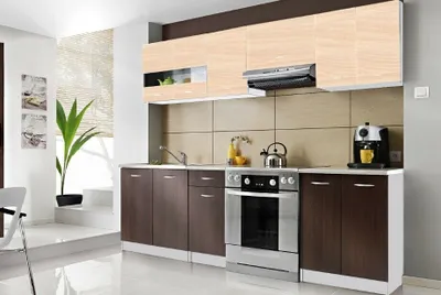 Produktbild von Roe Furniture | Küchenzeile - 240x200 cm - Wengé und Sonoma - Einbauküche, Küchenblock, Singleküche, Singleküchenblock, Küchen