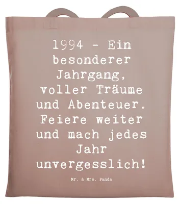 Produktbild von Mr. & Mrs. Panda Shopping Tasche Spruch 1994 Geburtstag - Braun Pastell - Geschenk, Alter, besondere Jahre, Tote Bag, Beutel, Jahrgang feiern, Geburtstagsgeschenk