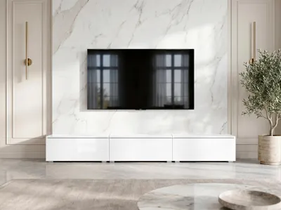 Produktbild von AX LIVING Lowboard TV Kommode 3x100 Barvo Weiß Matt/Hochglanz Stehend