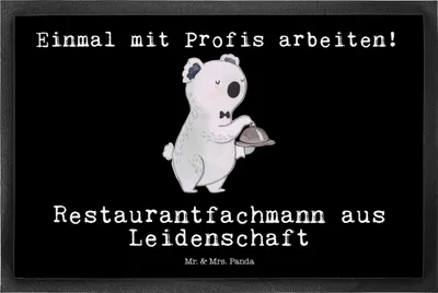Produktbild von Mr. & Mrs. Panda Schmutzfangmatte Restaurantfachmann Leidenschaft 50 x 75 cm - Schwarz - Geschenk, Schmutzmatte, Schmutzfangteppich, Fussmatte, fußmatte, Fußabtreter