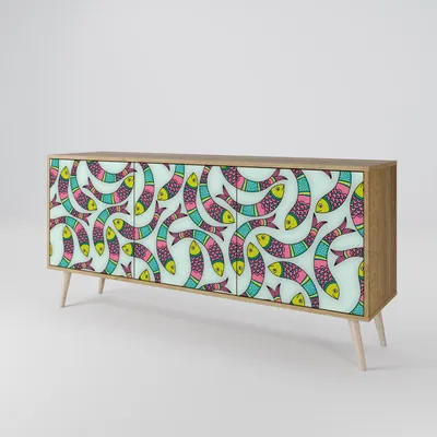 Produktbild von Spacerebels Kommode mit 3 Türen - Sideboard Komodenschrank - Highboard - Kleiderschrank Möbel - Wohnzimmer Schlafzimmer - 57,5×111×42 (HxBxT)
