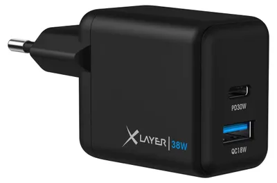 Zdjęcie produktu dla XLAYER 219853 XLAYER Powercharger 38W Ladeadapter schwarz, 38 Watt