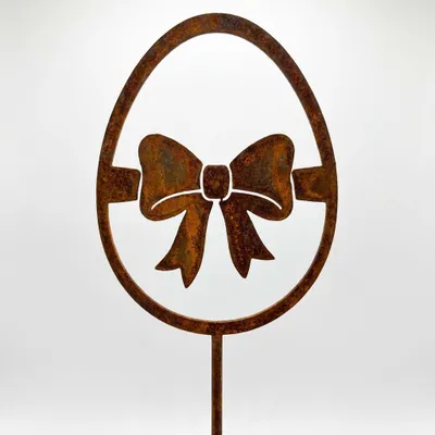 Produktbild von Edelrost Osterdeko - Osterei mit Schleife 20 x 6 x 1 cm - Metall Dekofigur in Edelrost Optik - Osterdeko für Garten und Wohnraum