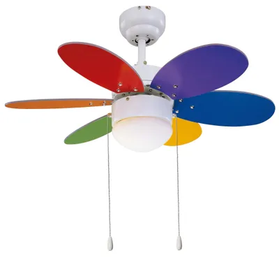 Image de Ventilateur de plafond avec éclairage et chainettes Rainbow Color 76 cm