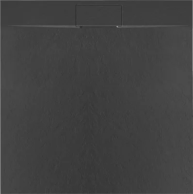 Produktbild von VBChome Duschwanne 90 x 90 x 2,5 cm Schwarz Steinstruktur Duschtasse Extra Flach Quadratisch Ablaufgarnitur Abdeckplatte SMC Verbundwerkstoff Universelle Installation Siphon