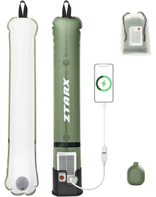 Aufblasbare LED-Campinglampe, Solar & USB, 60 cm, 2000 mAh