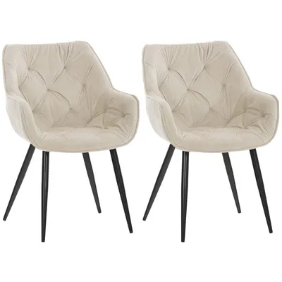 Produktbild von 2er Set Stuhl Tanna Samt, Farbe:creme