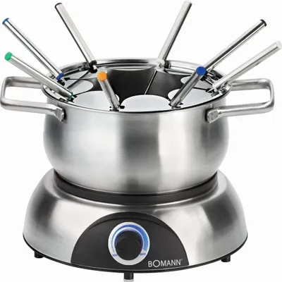 Immagine prodotto di Bomann® Fonduta per 8 persone | anche per fonduta di cioccolato e formaggio | Set per fonduta con 8 forchette per fonduta | Set per fonduta 1400W I Set per fonduta elettrico FD 2248 CB