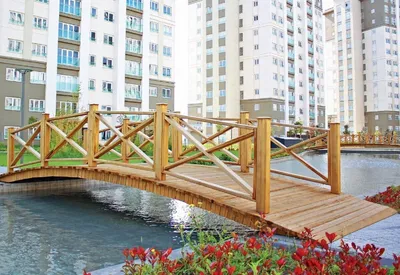 Produktbild von Casa Padrino Luxus Massivholz Brücke mit Geländer Naturfarben 504 cm - Garten & Park Möbel
