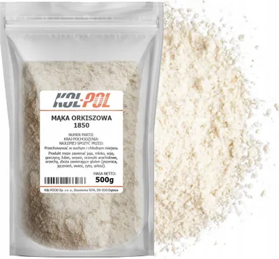 Zdjęcie produktu dla MĄKA ORKISZOWA TYP 1850 500g Pełnoziarnista graham naturalna jakość Kol-Pol