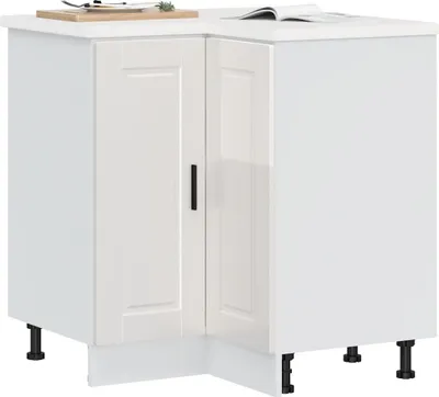Produktbild von vidaXL Küchen-Eckunterschrank Porto Hochglanz-Weiß Holzwerkstoff