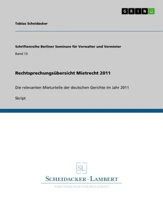Produktbild von Rechtsprechungsübersicht Mietrecht 2011