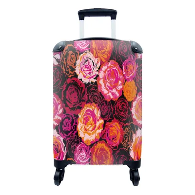 Produktbild von MuchoWow® Koffer Handgepäck Trolley Rollkoffer Kleine Reisekoffer mit 4 Rollen - Rosen - Muster - Blumen - Cabin Size < 55x40x23 cm & 55x40x20 cm - Fotokoffer - Kabinenkoffer - Boardgepäck - Reise-Box - Reisekoffer - Reisegepäck - Koffer mit Bild - Trolley für Kinder