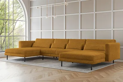 Produktbild von Wohnlandschaft U-Form Sofa AGADA in Stoff Poso Senfgelb