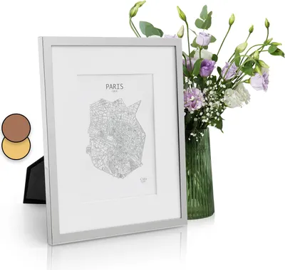 Image de Casa Chic Cadre Photo, Cadre Photo en Metal de 27 x 22 cm, Cadres Photo, Porte Photo Mural, Cadre Decoration Murale Pele Mele, Affichage Vertical/Horizontal, avec Protection Verre et Passe Partout