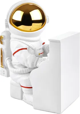 Produktbild von BRUBAKER Dekofigur Astronaut Klavierspieler - 16 cm Weltraum Figur mit Klavier - Handbemalte moderne Statue für Musiker - Weiß, Gold