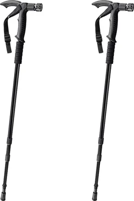 Immagine prodotto di Set di 2 bastoni da passeggio con luce LED, altezza regolabile, in alluminio telescopico, con funzione di torcia, colore nero