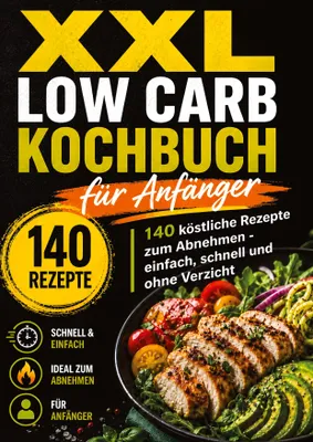 Produktbild von XXL Low Carb Kochbuch für Anfänger: 140 köstliche Rezepte zum Abnehmen ohne Verzicht