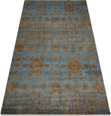 Obrázok produktu pre Vlnený koberec OMEGA KARAJA kvety mosadz, zlato modrý 170x235 cm