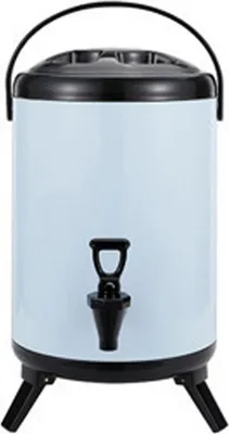 Image de Distributeur de boissons isolé pour boissons chaudes et froides, acier inoxydable, avec robinet pour thé au lait, 8 litres, bleu clair