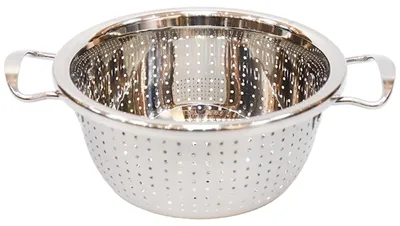 Obrázek produktu pro Nerezový sítko, 1 kus, průměr 22 cm, stříbrné barvy, pro použití v kuchyni a pro filtrování